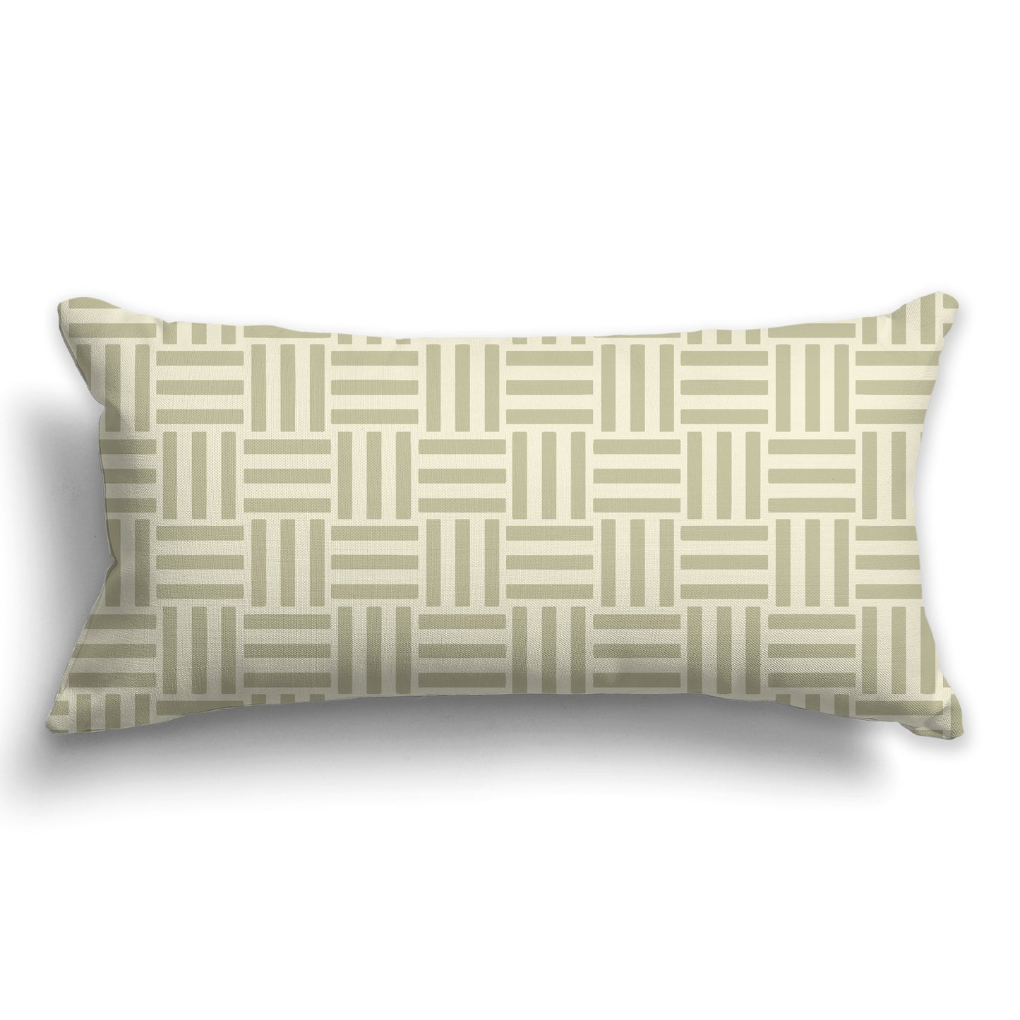 Throw Pillow with Green and Yellow Basket Weave Pattern on Both Sides, CAPC-1255-141