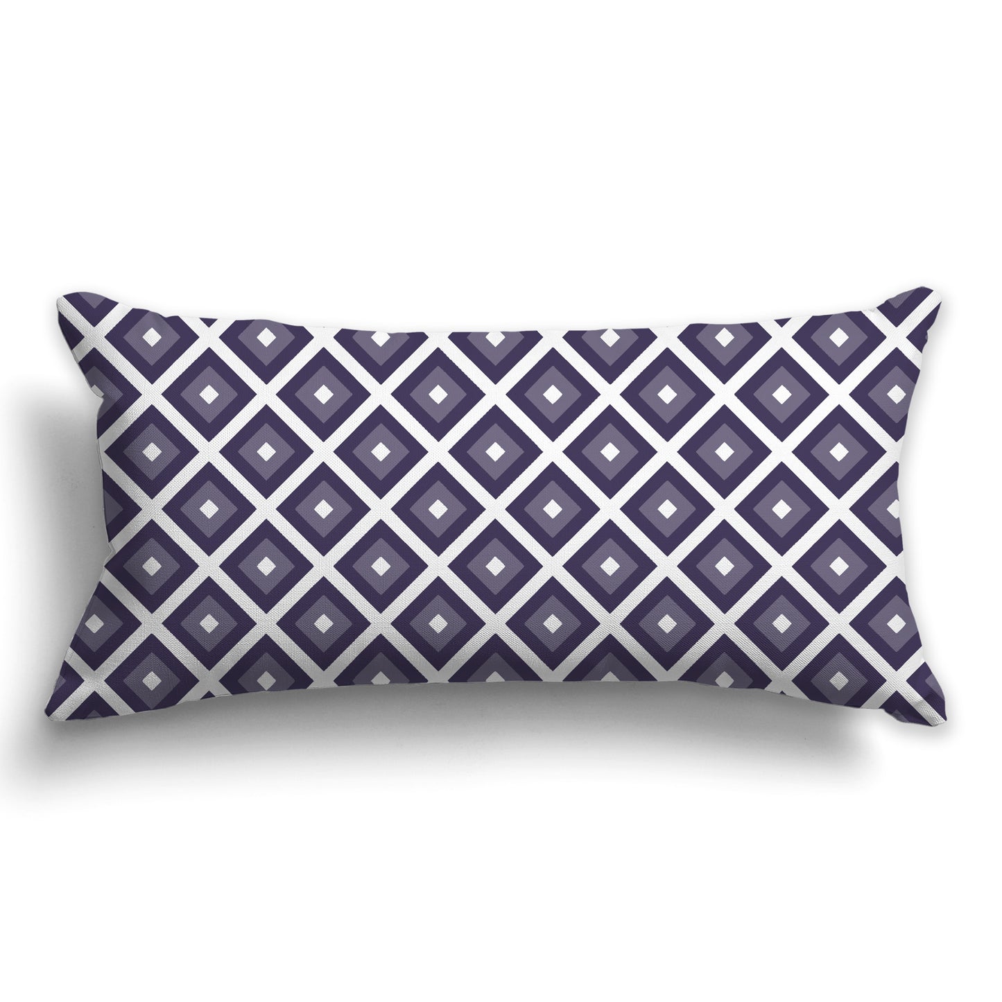 Throw Pillow with Radiating Two-tone Purple and White/Beige-white Squares on Both Sides, CAPC-1261-121