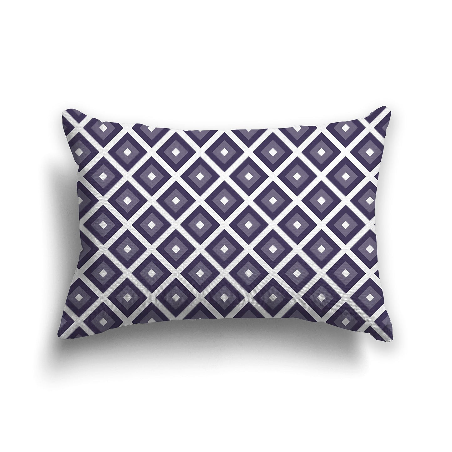 Throw Pillow with Radiating Two-tone Purple and White/Beige-white Squares on Both Sides, CAPC-1261-121