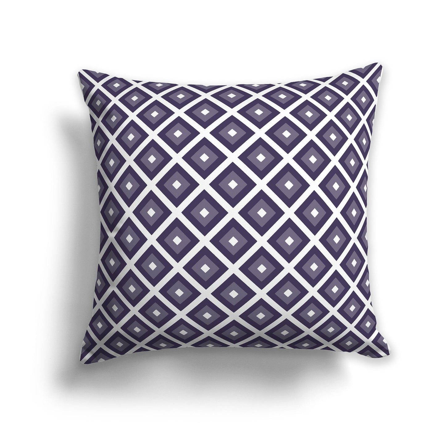 Throw Pillow with Radiating Two-tone Purple and White/Beige-white Squares on Both Sides, CAPC-1261-121