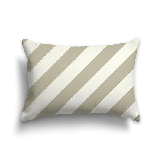 Throw Pillow with Pastel Green and Cream Diagonal Bars on Both Sides | 51 x 36 cm / 20 x 14 inches