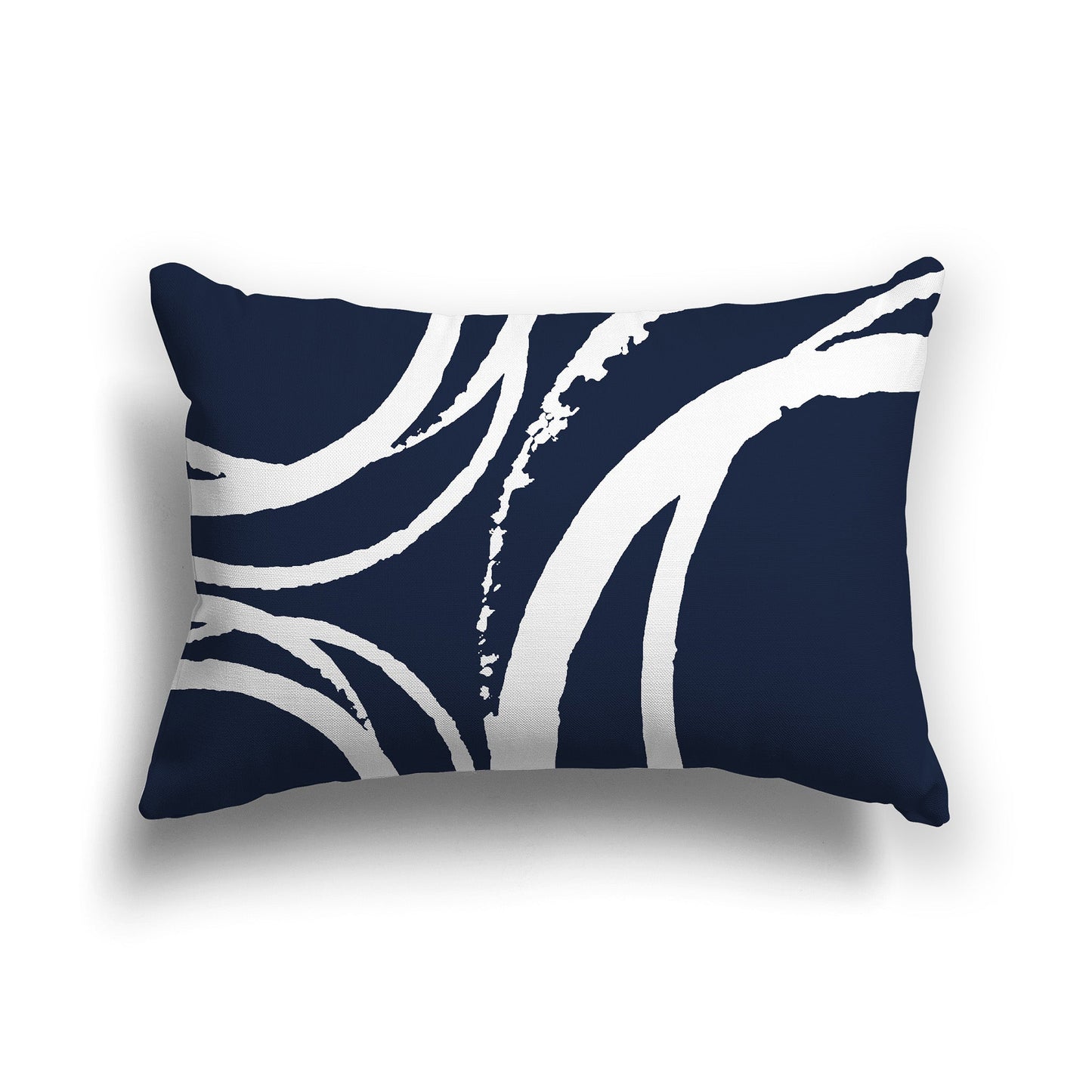 Navy Blue Throw Pillow with a Circular White/Beige-white Graphic on Both Sides, CAPC-1271-022