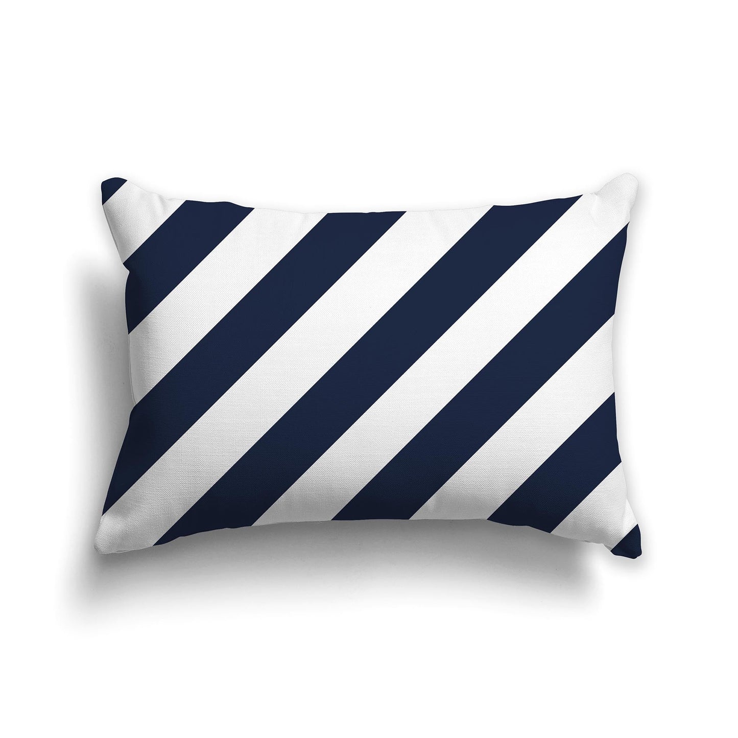 Throw Pillow with Navy Blue and White/Beige-white Diagonal Bars on Both Sides, CAPC-1271-031