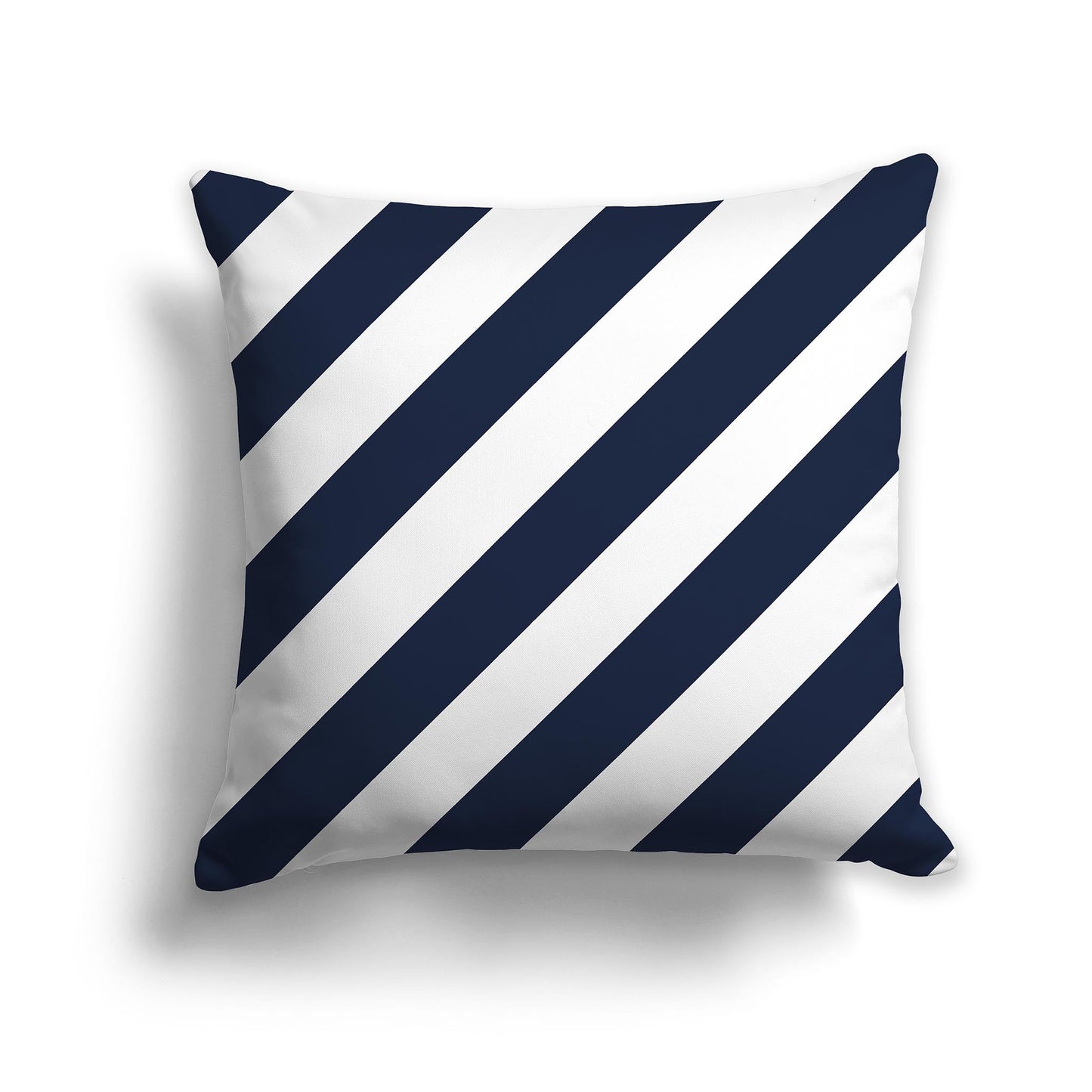 Throw Pillow with Navy Blue and White/Beige-white Diagonal Bars on Both Sides, CAPC-1271-031