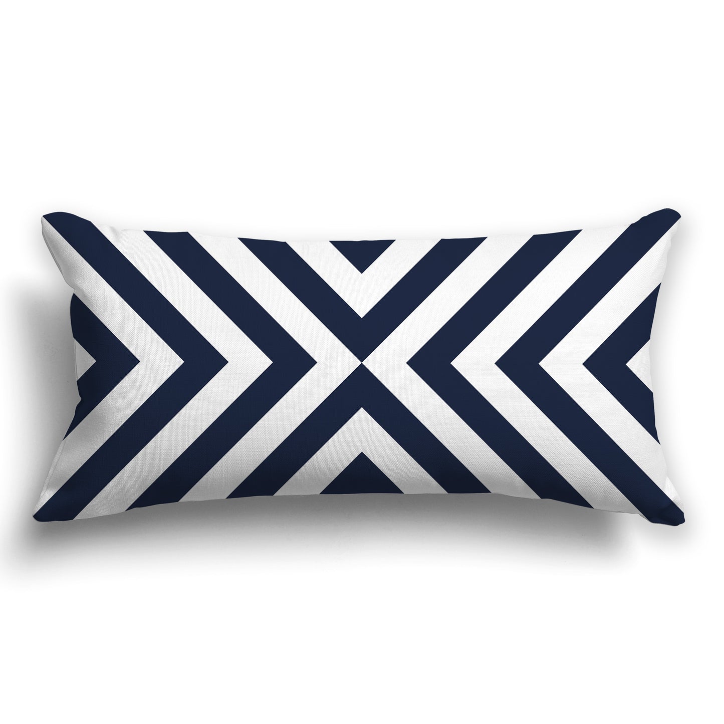 Throw Pillow with Radiating Navy Blue and White/Beige-white Diagonal Bars on Both Sides, CAPC-1271-041