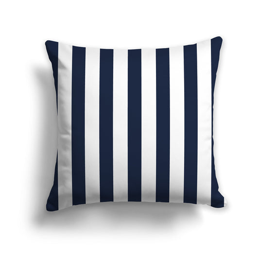 White/Beige-white Throw Pillow with Navy Blue Vertical Bars on Front, CAPC-1271-051