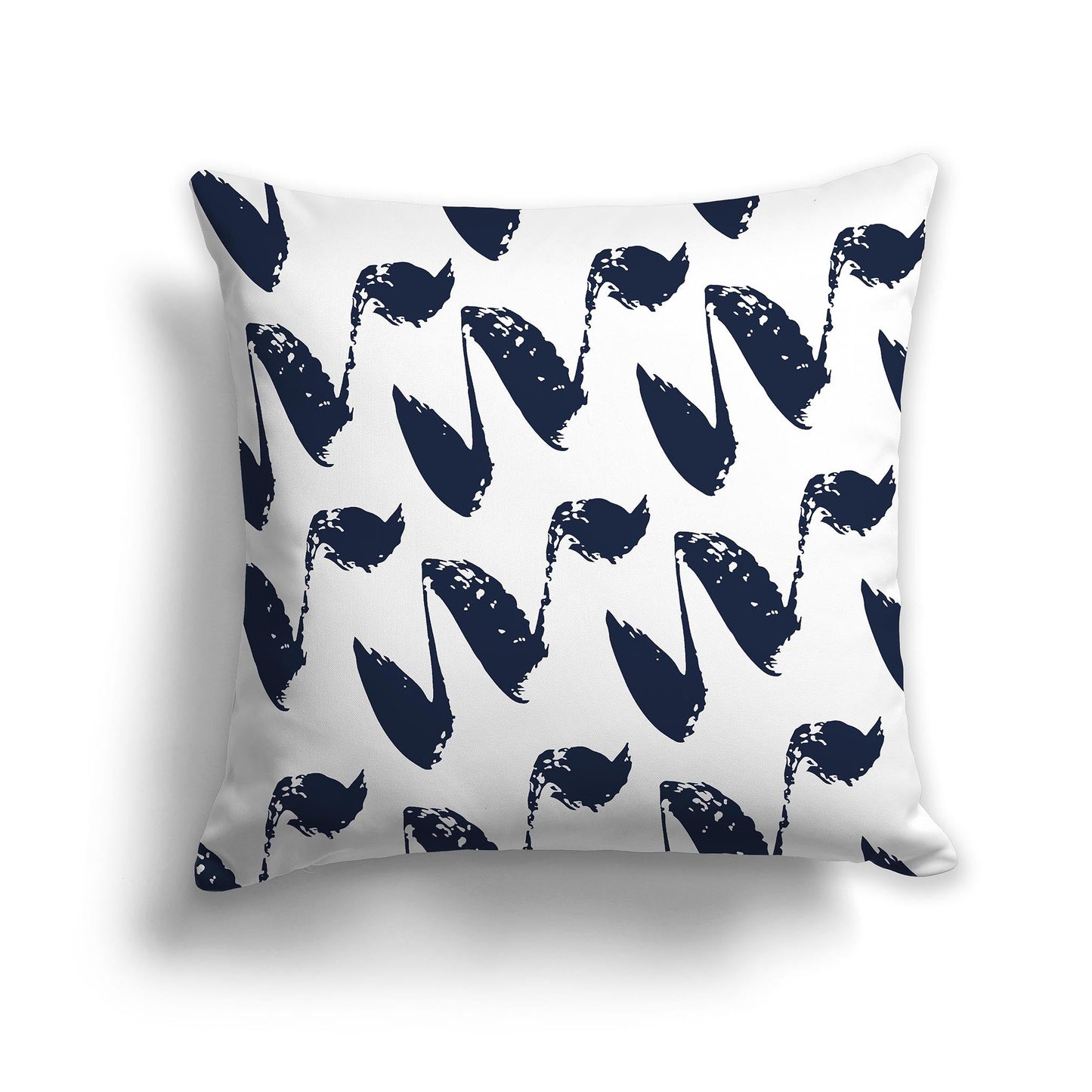 White/Beige-white Throw Pillow with Navy Blue Squiggle Pattern on Both Sides, CAPC-1271-081