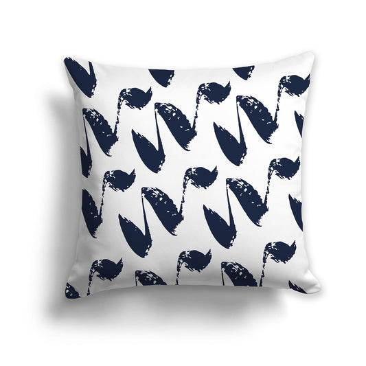 White/Beige-white Throw Pillow with Navy Blue Squiggle Pattern on Both Sides, CAPC-1271-081