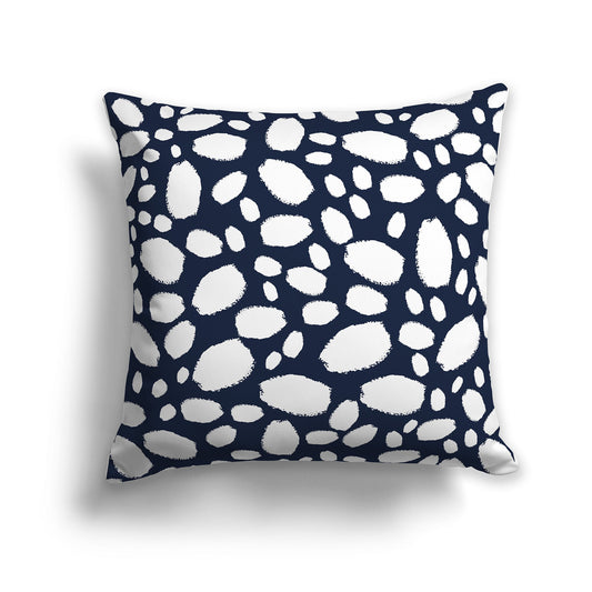 Navy Blue Throw Pillow with White/Beige-white Paint Dabs on Both Sides, CAPC-1271-092