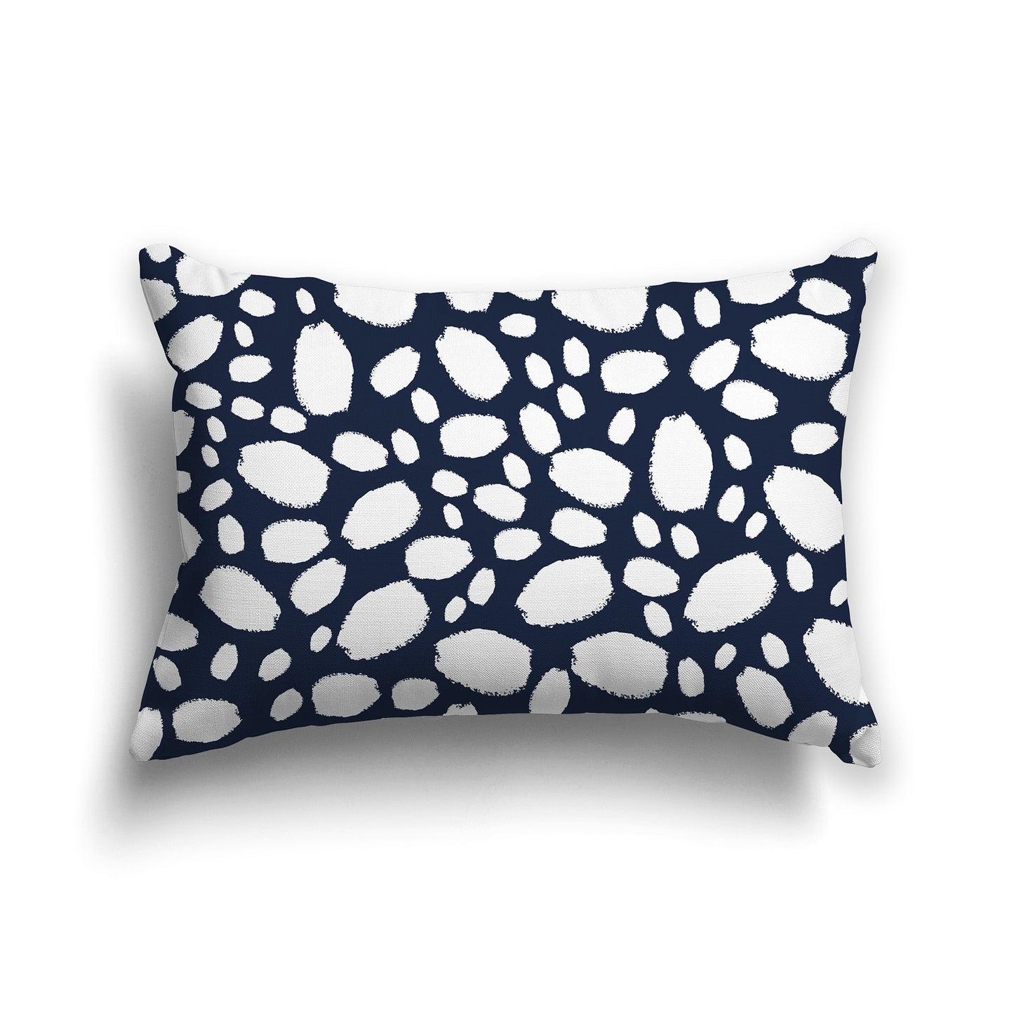 Navy Blue Throw Pillow with White/Beige-white Paint Dabs on Both Sides, CAPC-1271-092