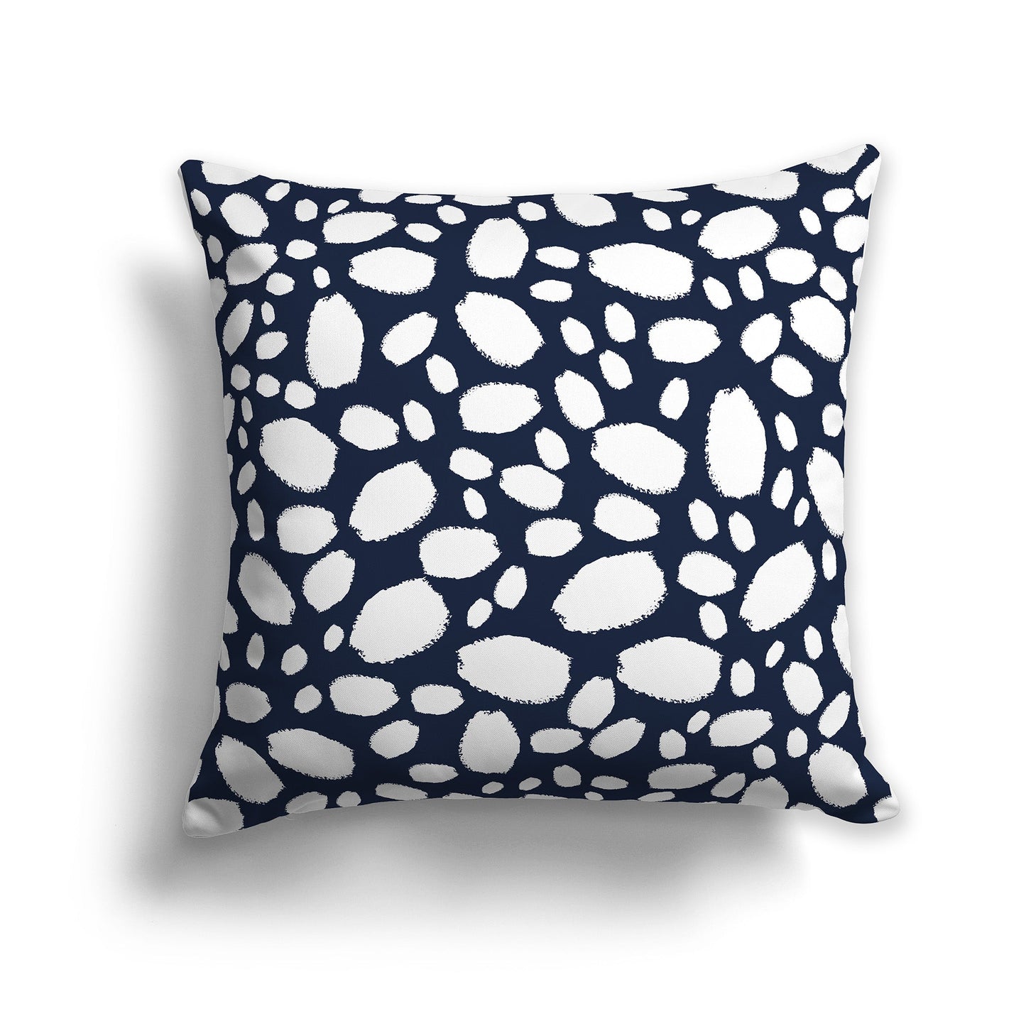 Navy Blue Throw Pillow with White/Beige-white Paint Dabs on Both Sides, CAPC-1271-092