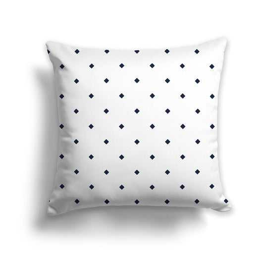 White/Beige-white Throw Pillow with Large Navy Blue Diamond Pattern on Front, CAPC-1271-101