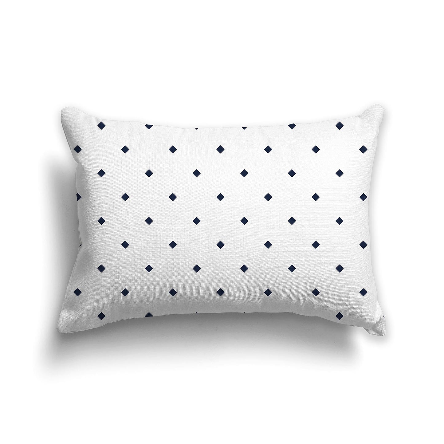 White/Beige-white Throw Pillow with Large Navy Blue Diamond Pattern on Front, CAPC-1271-101
