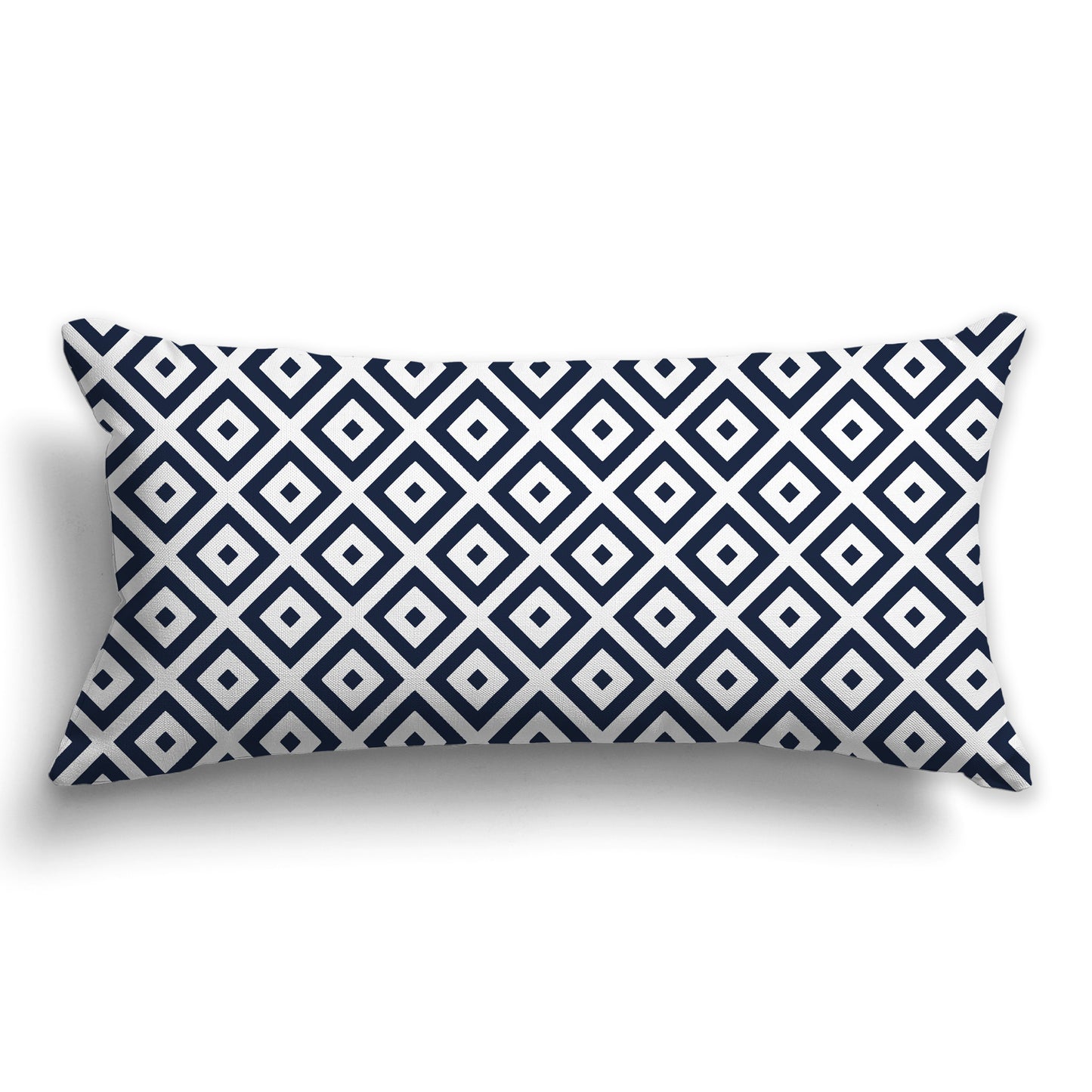 Throw Pillow with Radiating Navy Blue and White/Beige-white Squares on Both Sides, CAPC-1271-121