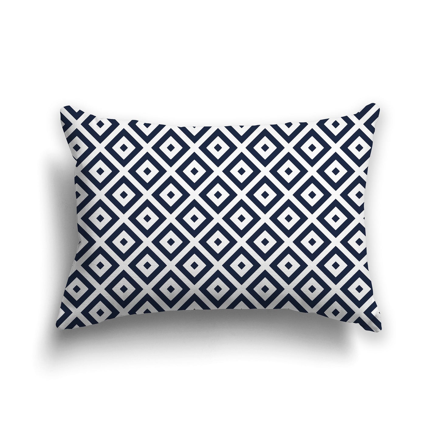 Throw Pillow with Radiating Navy Blue and White/Beige-white Squares on Both Sides, CAPC-1271-121