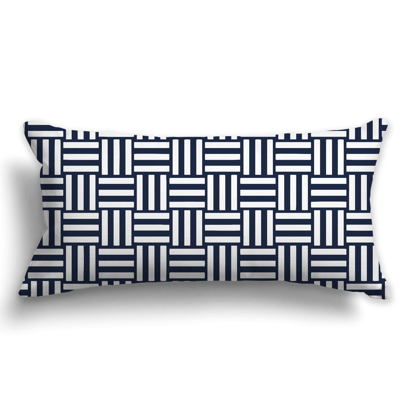 Throw Pillow with Navy Blue and White/Beige-white Basket Weave Pattern on Both Sides, CAPC-1271-142