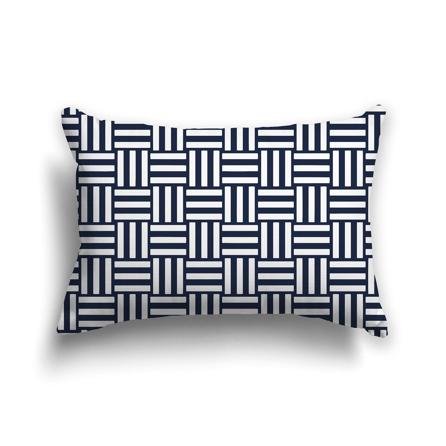 Throw Pillow with Navy Blue and White/Beige-white Basket Weave Pattern on Both Sides, CAPC-1271-142