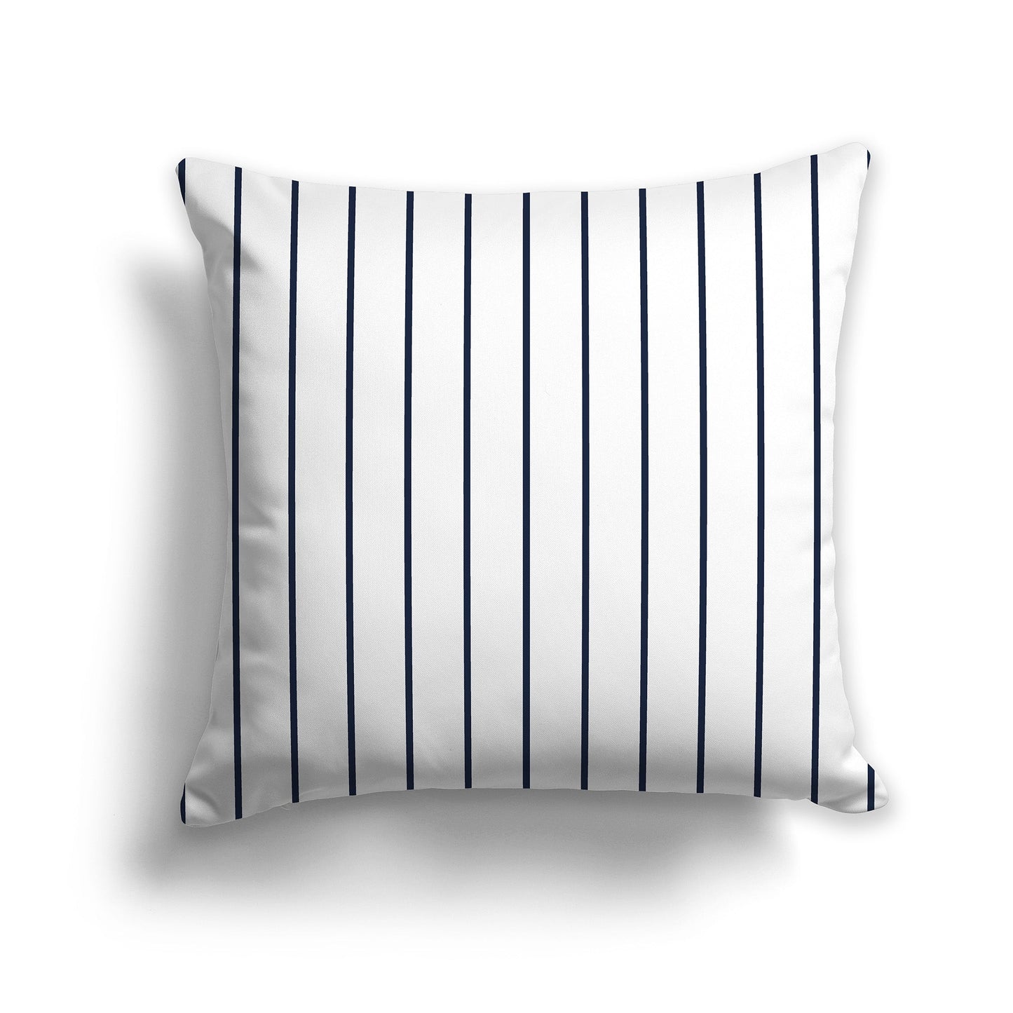 White/Beige-white Throw Pillow with Fine Vertical Navy Blue Stripes on Front, CAPC-1271-151