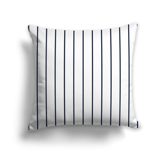 White/Beige-white Throw Pillow with Fine Vertical Navy Blue Stripes on Front, CAPC-1271-151