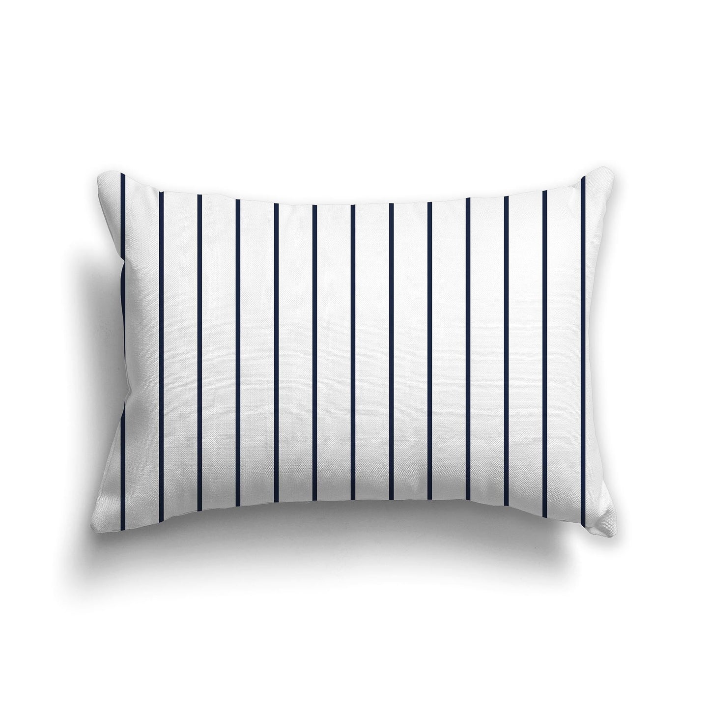White/Beige-white Throw Pillow with Fine Vertical Navy Blue Stripes on Front, CAPC-1271-151