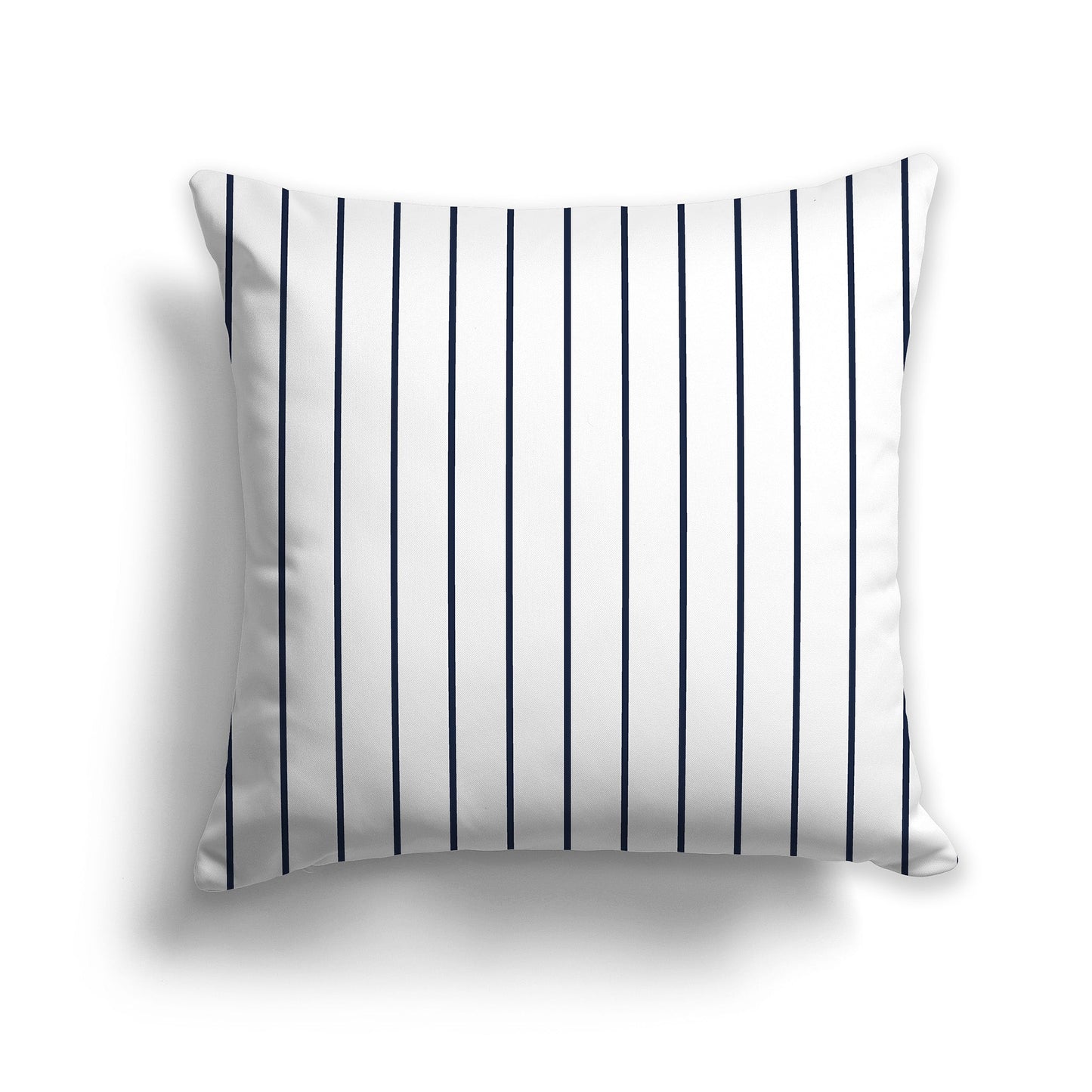 White/Beige-white Throw Pillow with Fine Vertical Navy Blue Stripes on Front, CAPC-1271-151