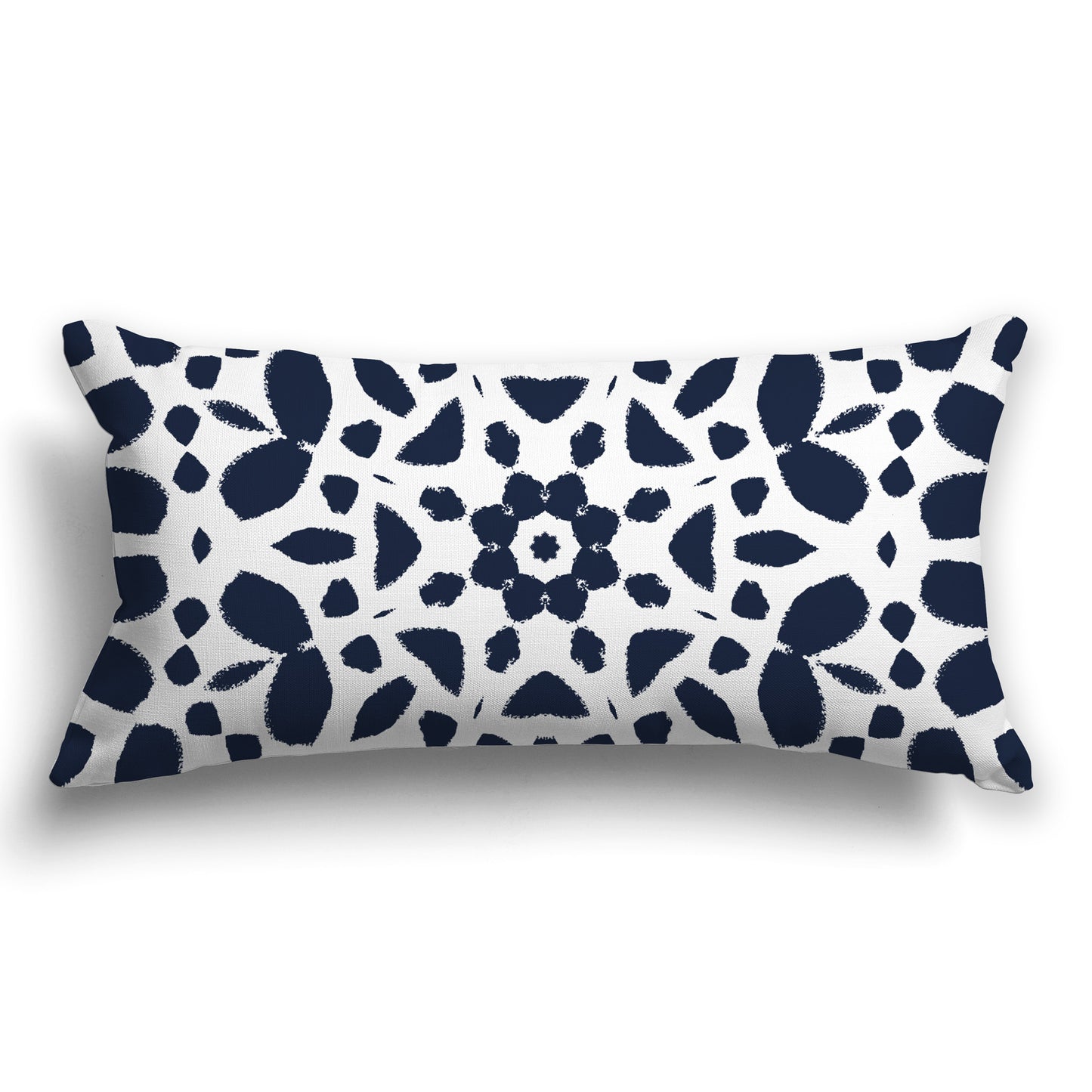 White/Beige-white Throw Pillow with Navy Blue Circular Graphic on Both Sides, CAPC-1271-181