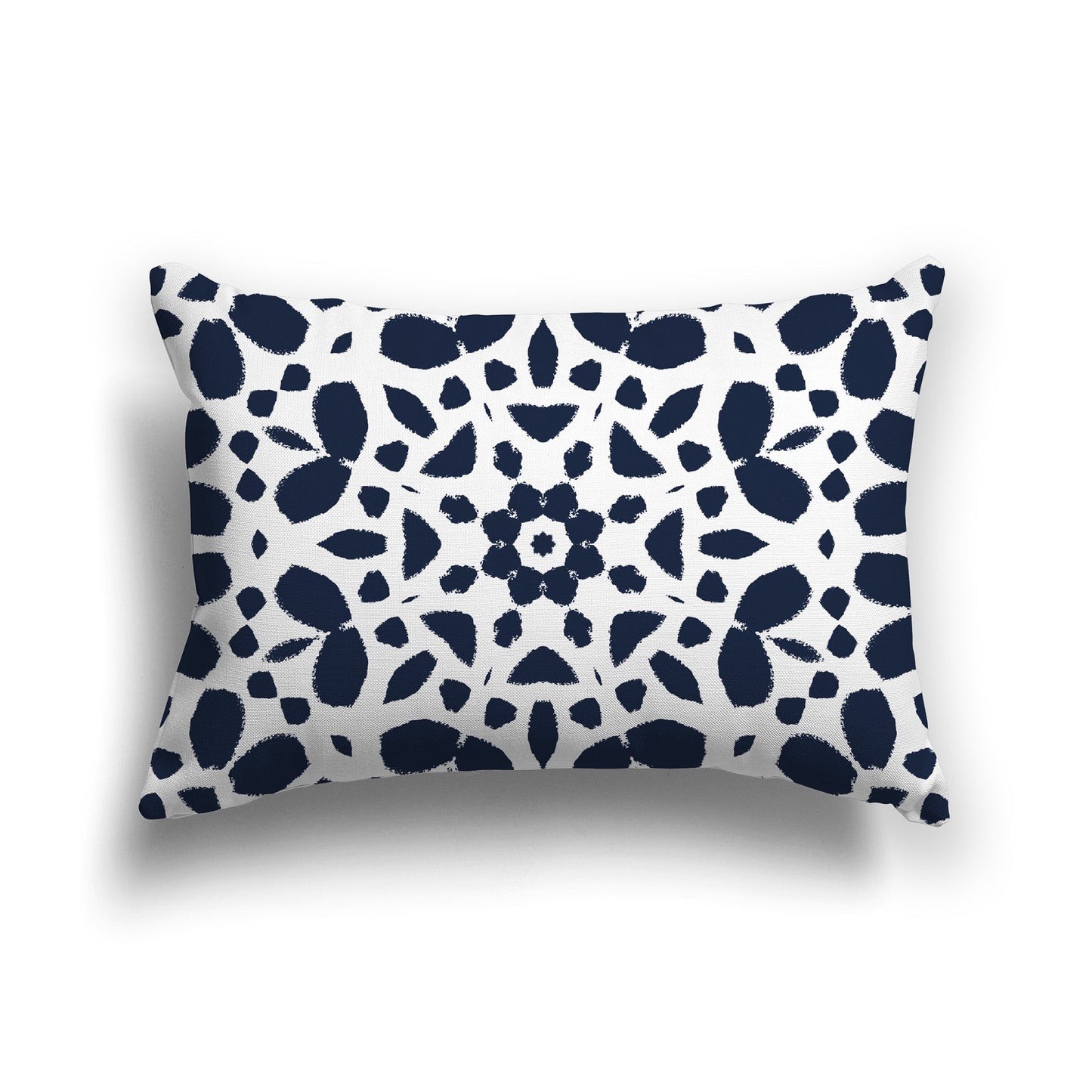 White/Beige-white Throw Pillow with Navy Blue Circular Graphic on Both Sides, CAPC-1271-181