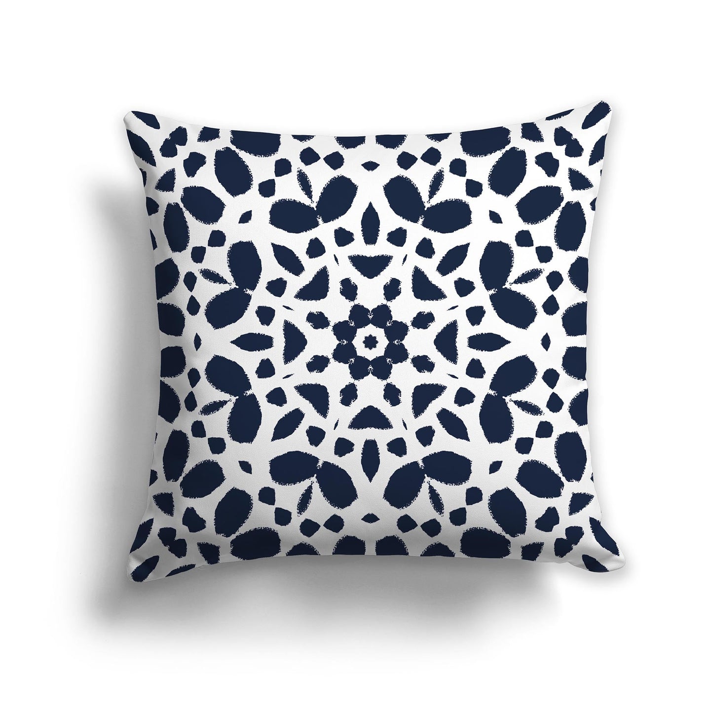 White/Beige-white Throw Pillow with Navy Blue Circular Graphic on Both Sides, CAPC-1271-181
