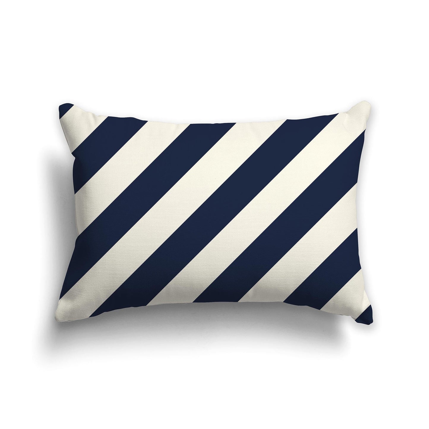 Throw Pillow with Navy Blue and Cream Diagonal Bars on Both Sides, CAPC-1273-031