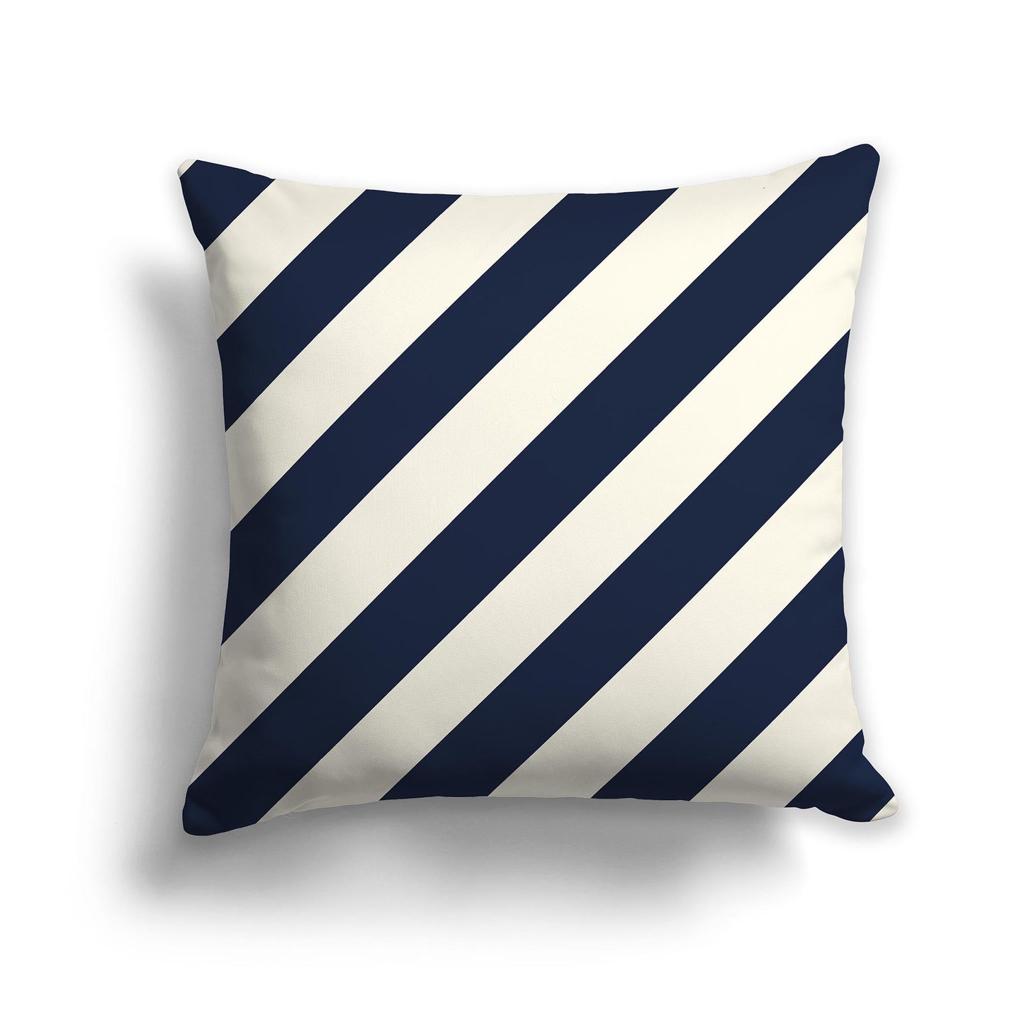 Throw Pillow with Navy Blue and Cream Diagonal Bars on Both Sides, CAPC-1273-031