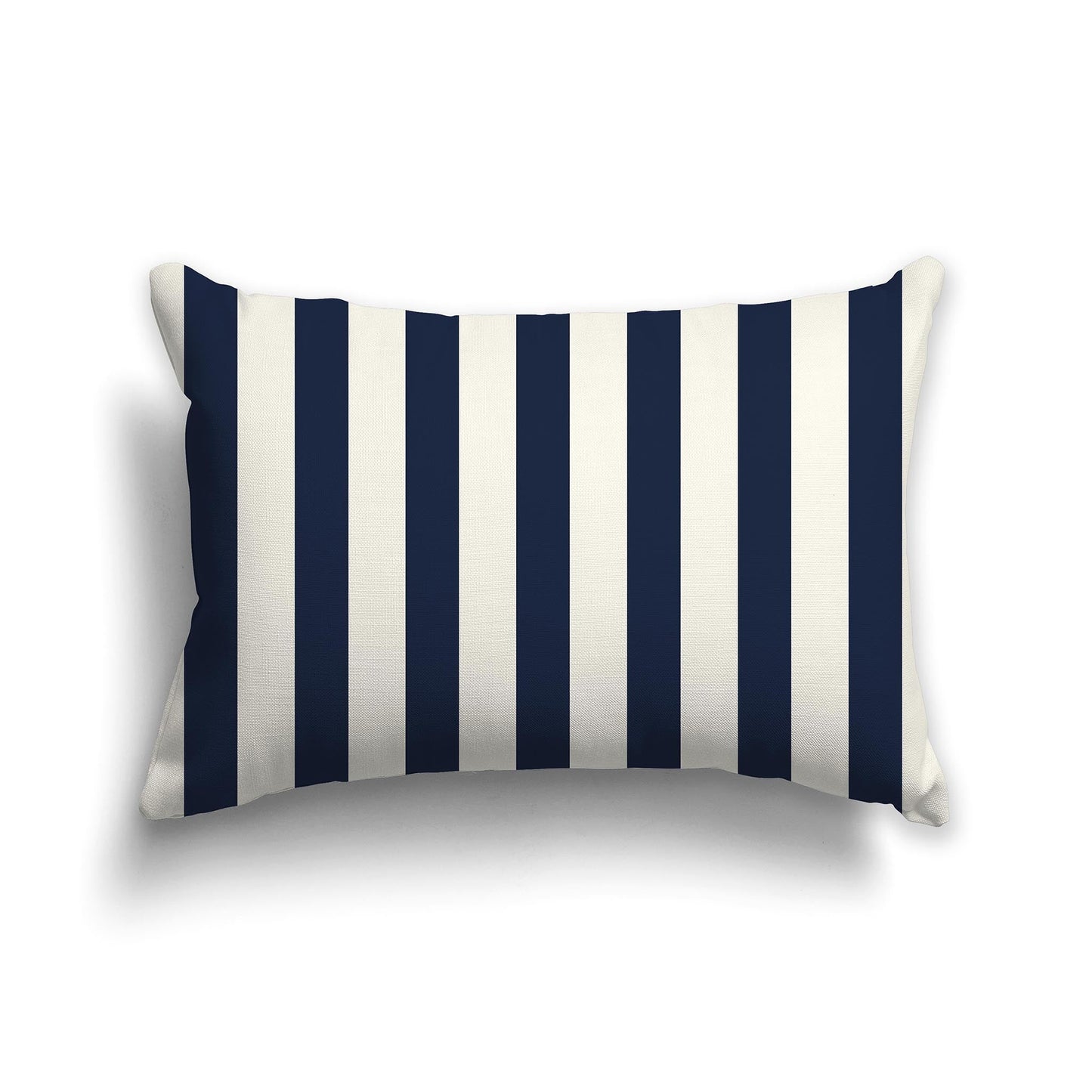 Cream Throw Pillow with Navy Blue Vertical Bars on Front, CAPC-1273-051