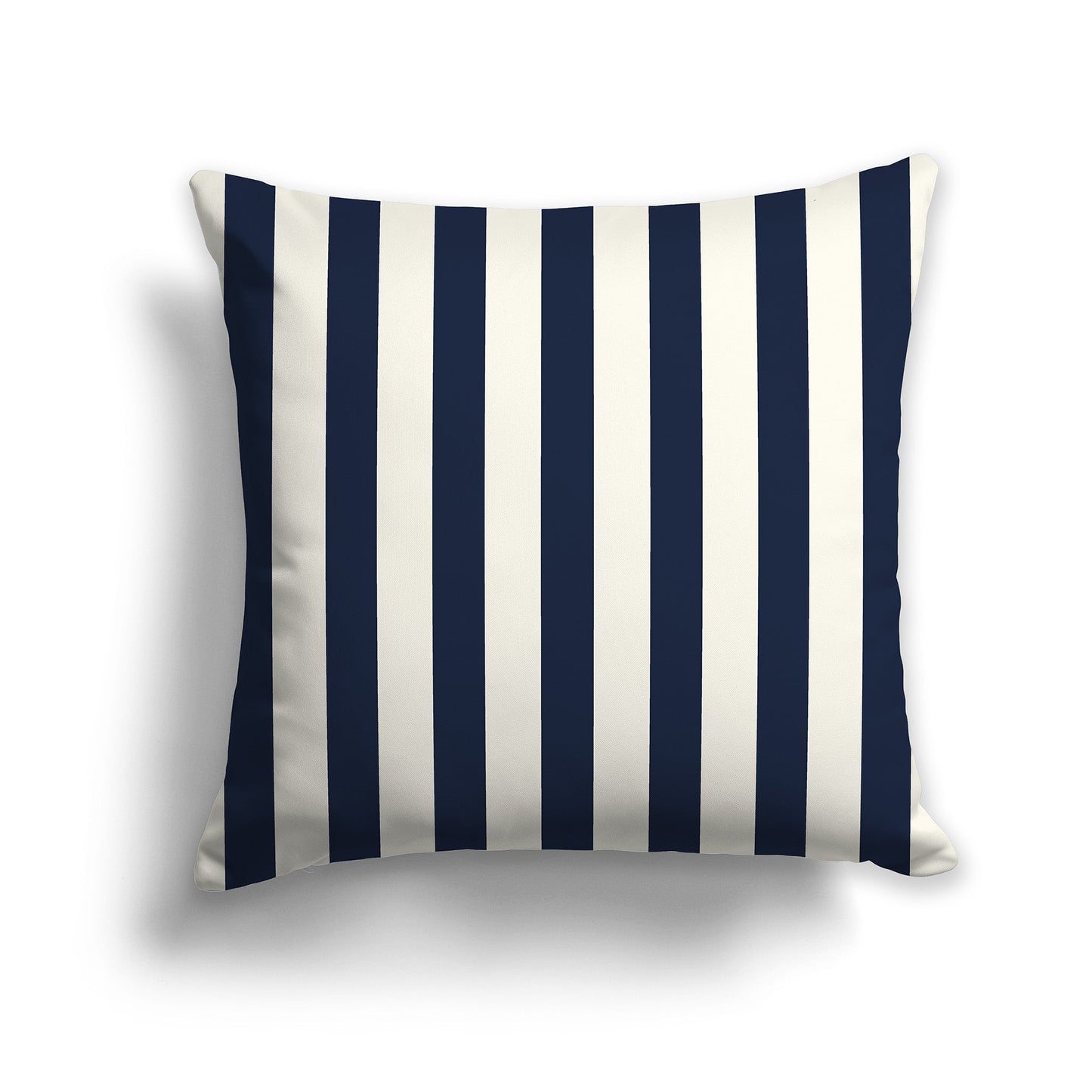 Cream Throw Pillow with Navy Blue Vertical Bars on Front, CAPC-1273-051