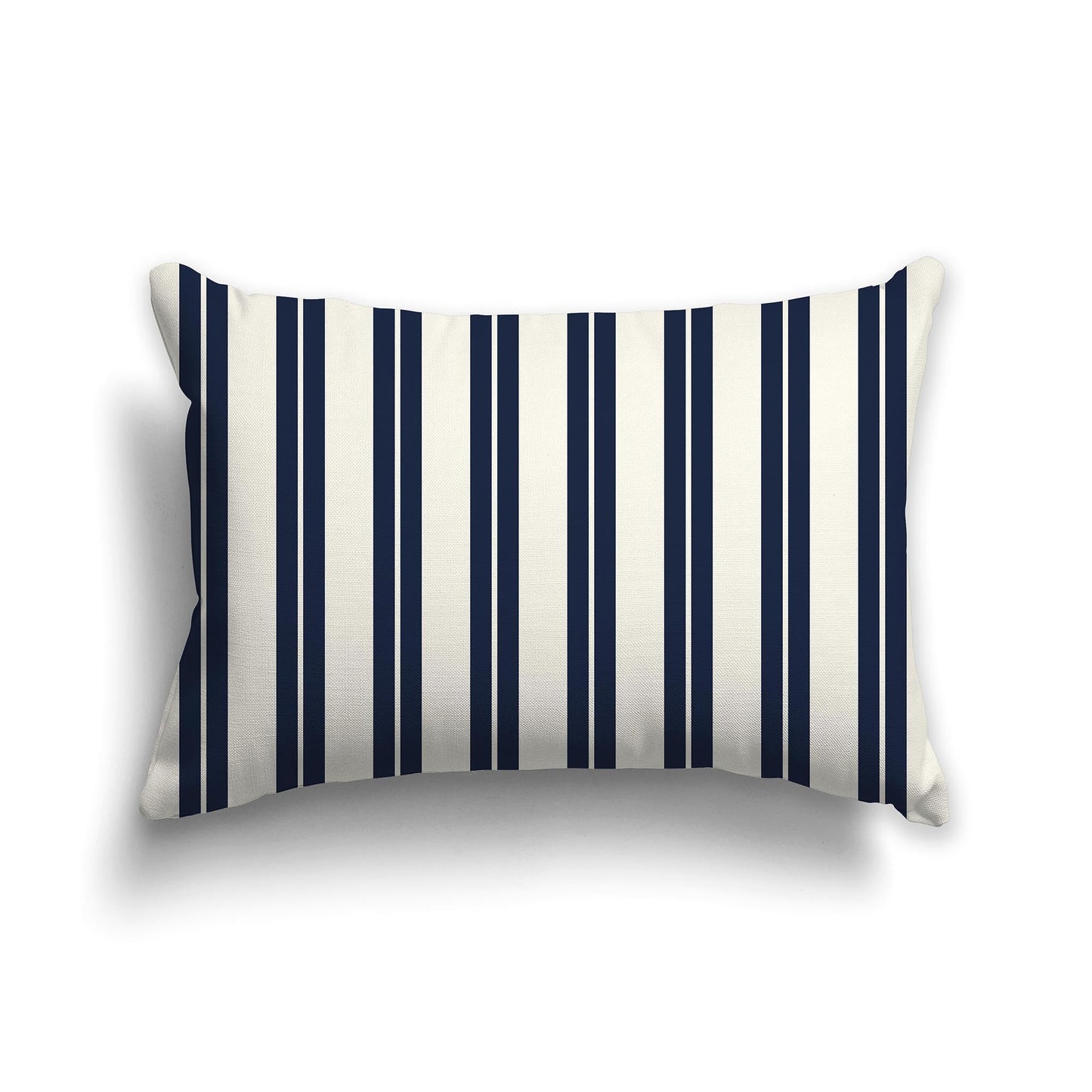 Cream Throw Pillow with Navy Blue and Cream Multistripe Pattern on Front, CAPC-1273-071