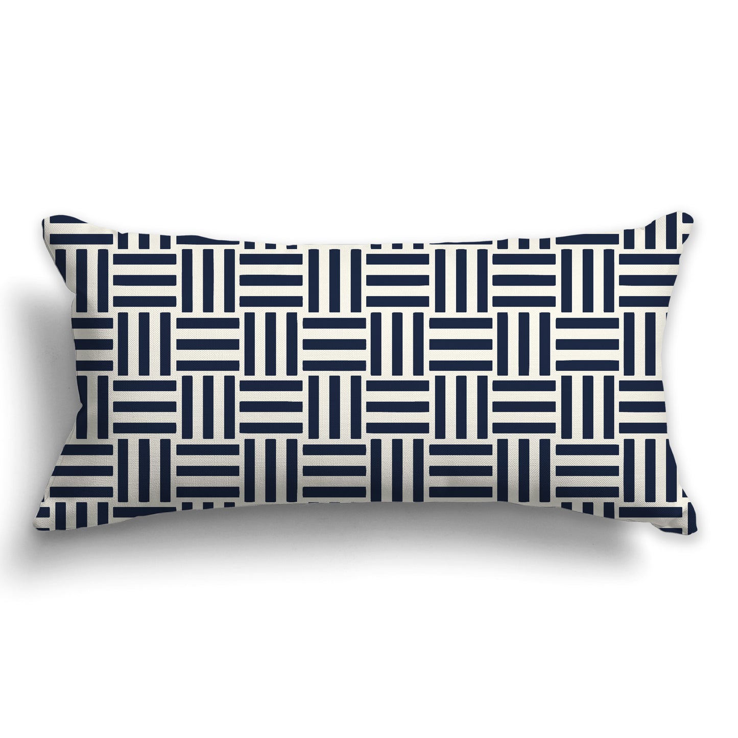 Throw Pillow with Navy Blue and Cream Basket Weave Pattern on Both Sides, CAPC-1273-141