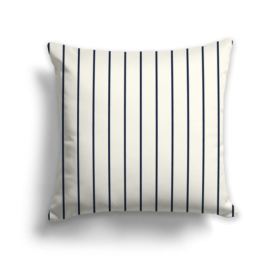 Cream Throw Pillow with Fine Vertical Navy Blue Stripes on Front, CAPC-1273-151