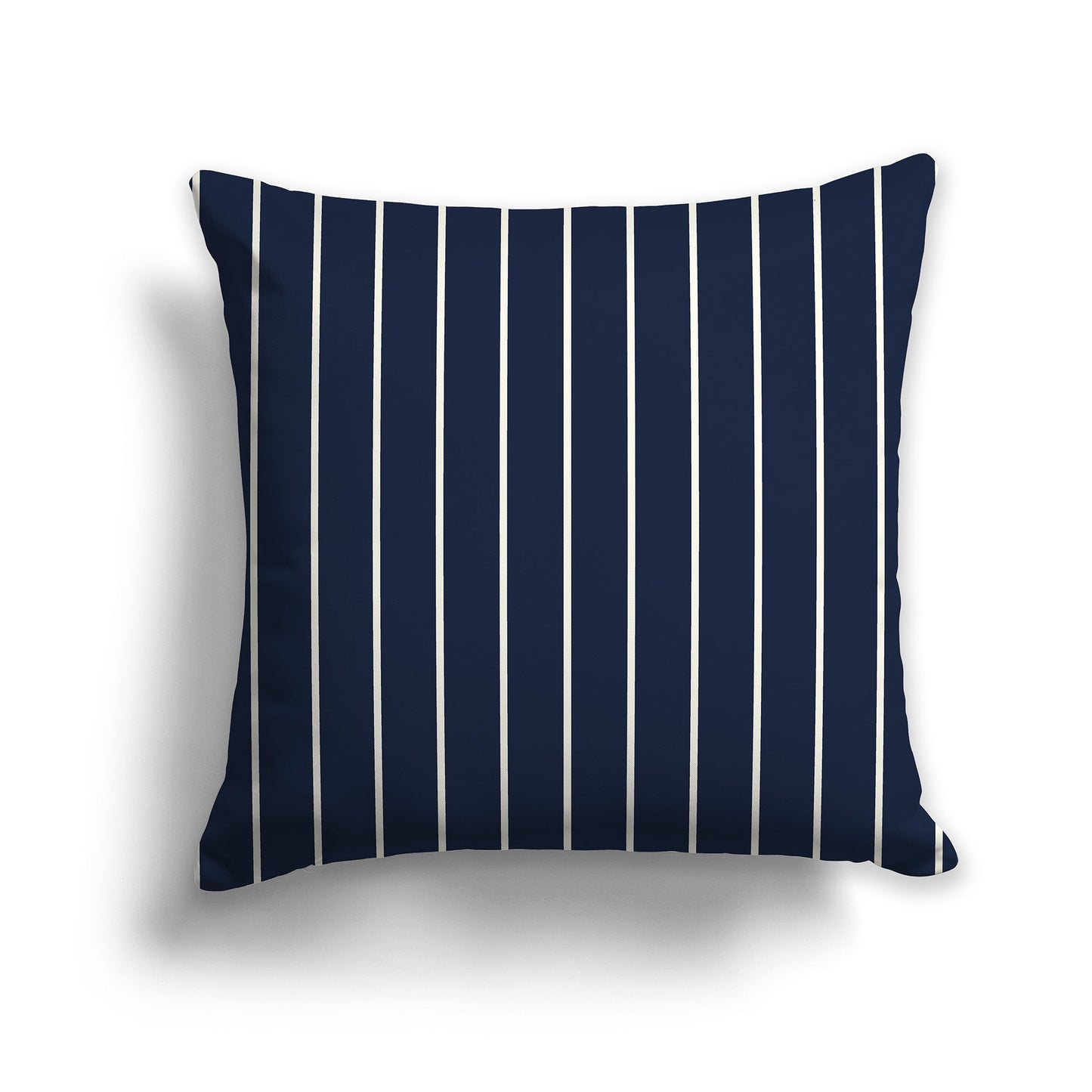 Navy Blue Throw Pillow with Fine Vertical Cream Stripes on Front, CAPC-1273-152