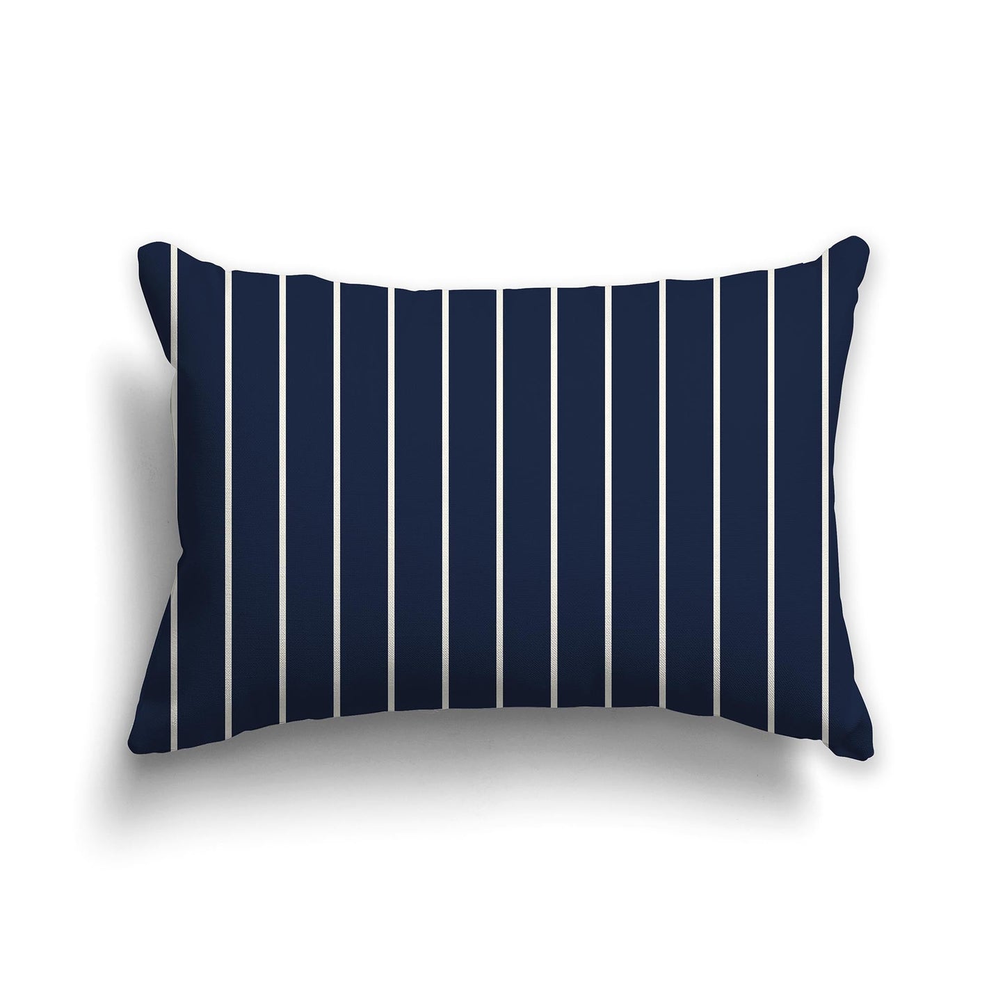 Navy Blue Throw Pillow with Fine Vertical Cream Stripes on Front, CAPC-1273-152