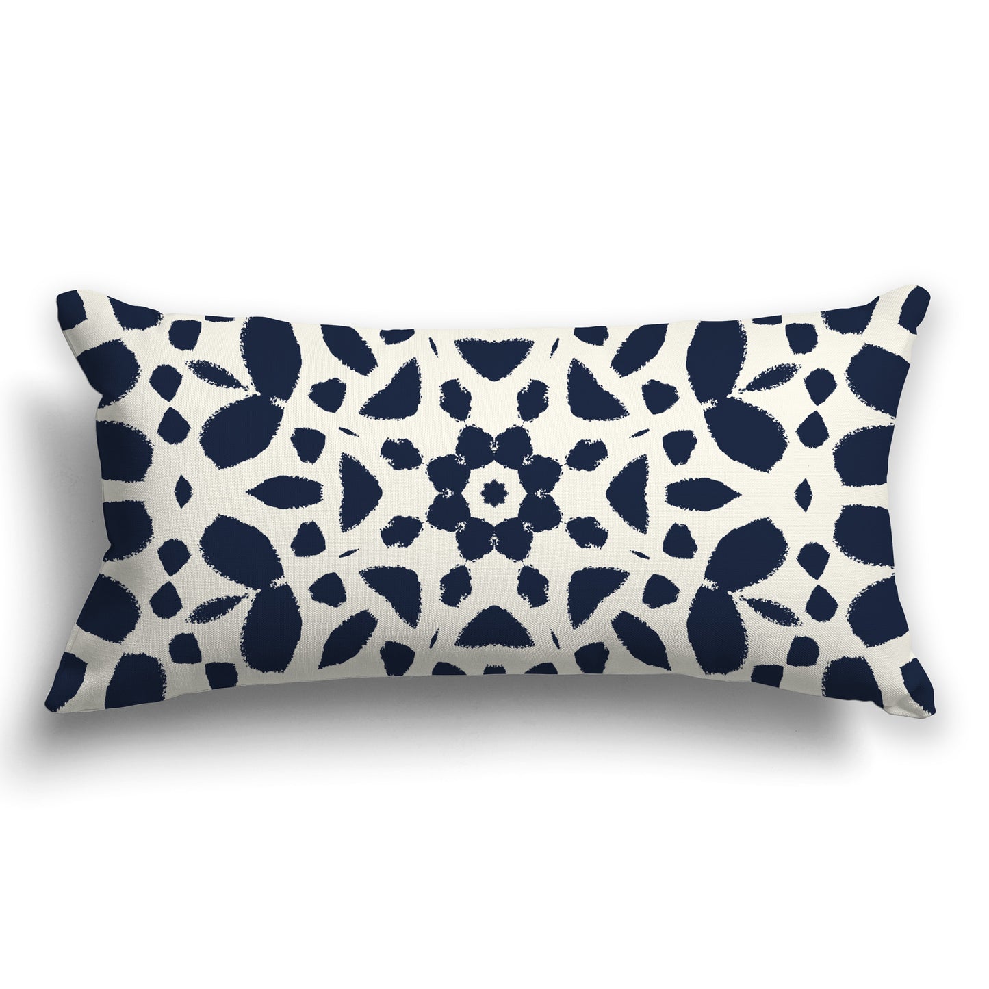 Cream Throw Pillow with Navy Blue Circular Graphic on Both Sides, CAPC-1273-181