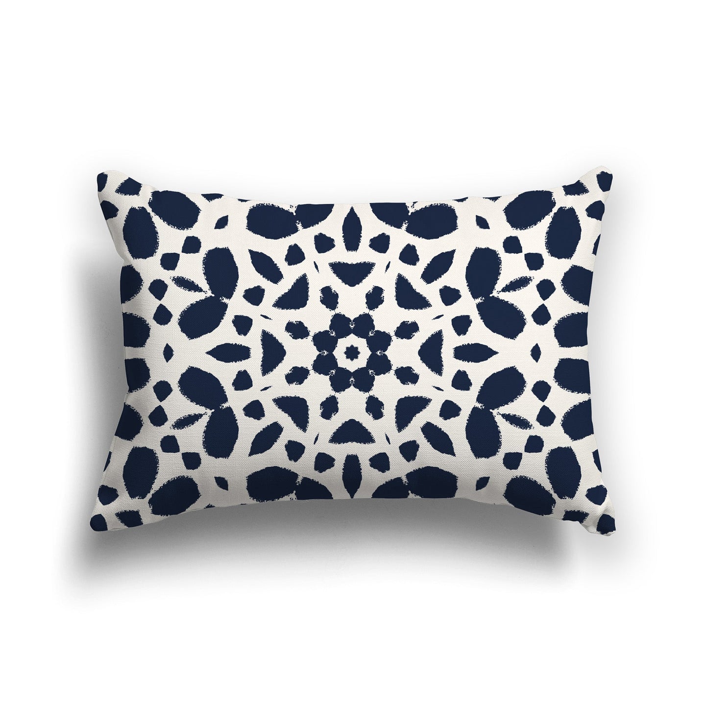 Cream Throw Pillow with Navy Blue Circular Graphic on Both Sides, CAPC-1273-181