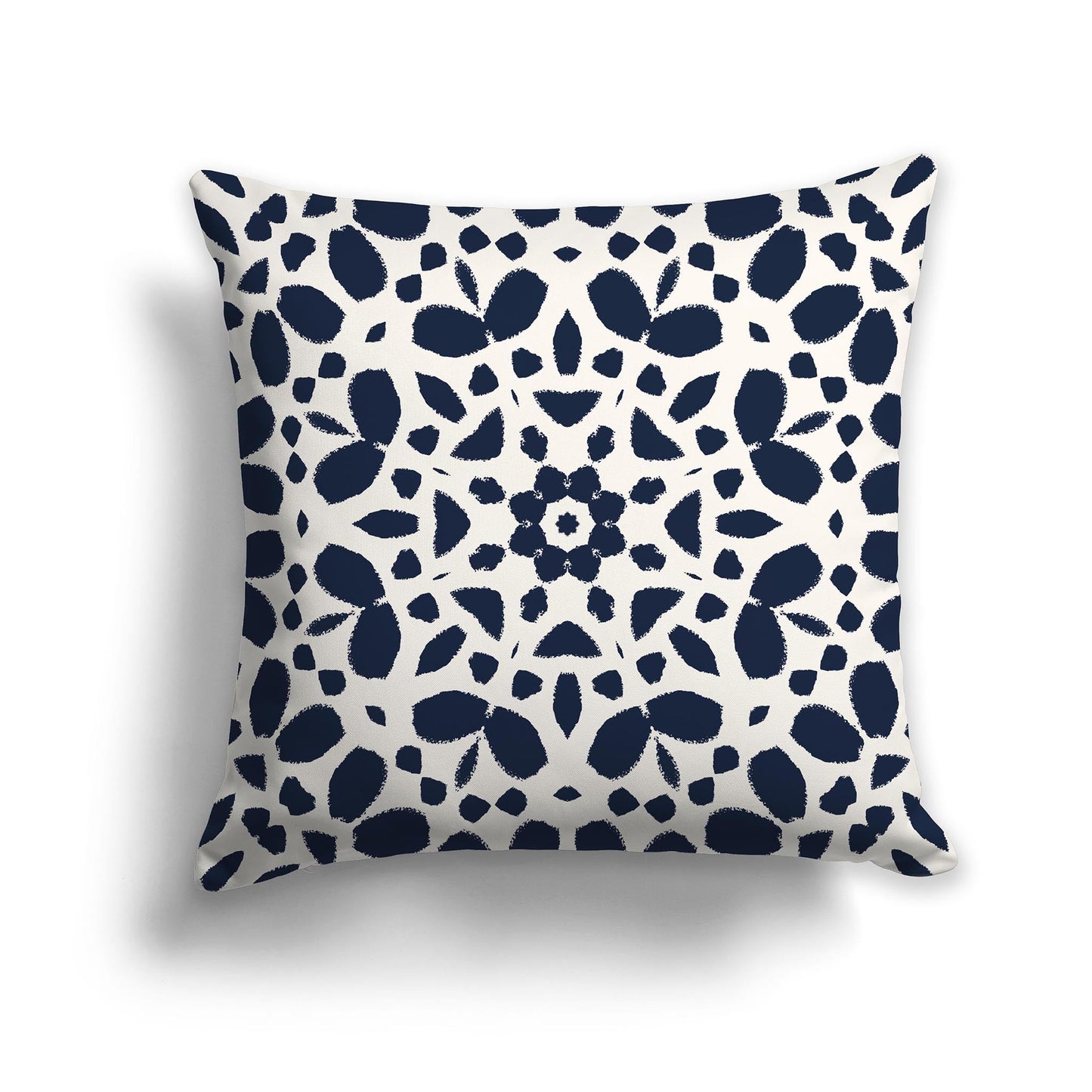 Cream Throw Pillow with Navy Blue Circular Graphic on Both Sides, CAPC-1273-181