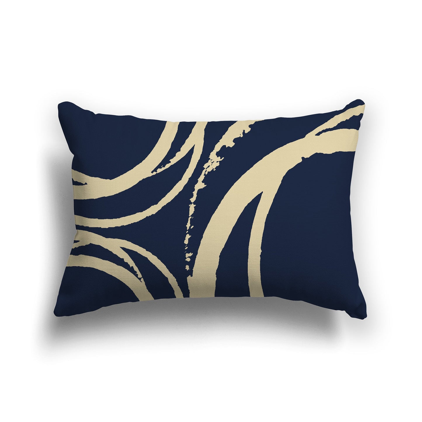 Navy Blue Throw Pillow with Circular Tan Graphic on Both Sides, CAPC-1274-022