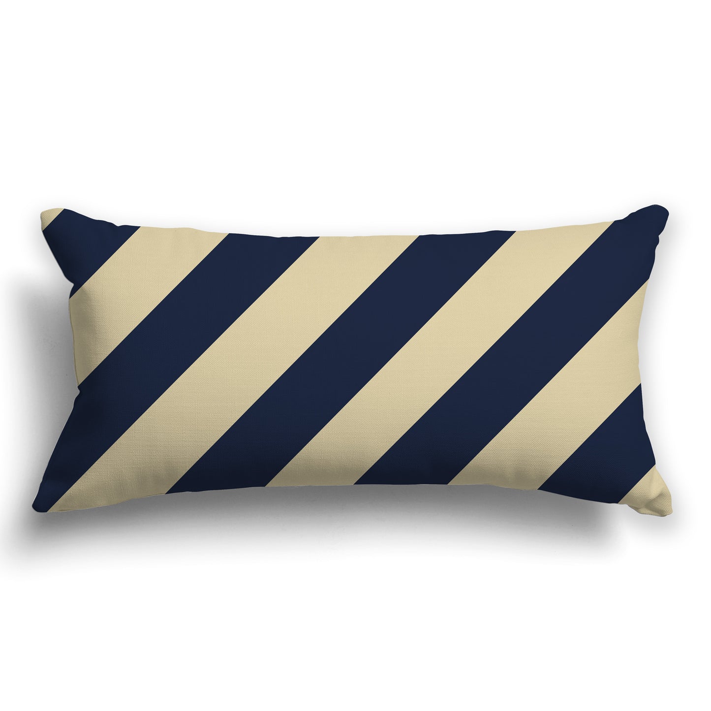 Throw Pillow with Navy Blue and Tan Diagonal Bars on Both Sides, CAPC-1274-031