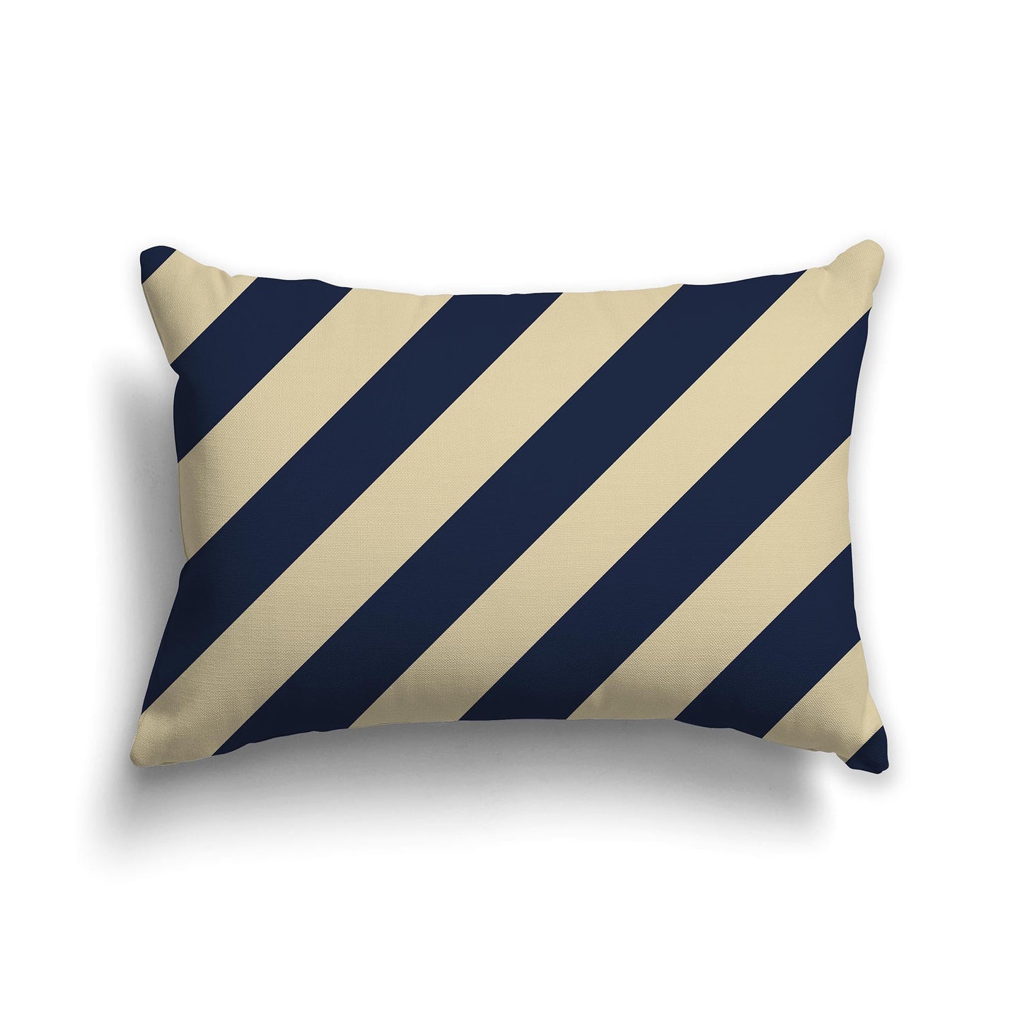 Throw Pillow with Navy Blue and Tan Diagonal Bars on Both Sides, CAPC-1274-031