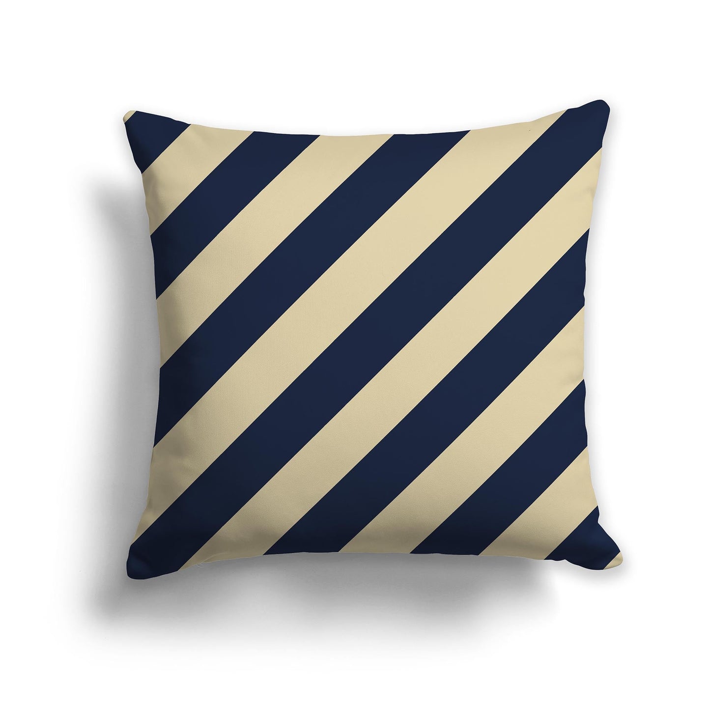 Throw Pillow with Navy Blue and Tan Diagonal Bars on Both Sides, CAPC-1274-031