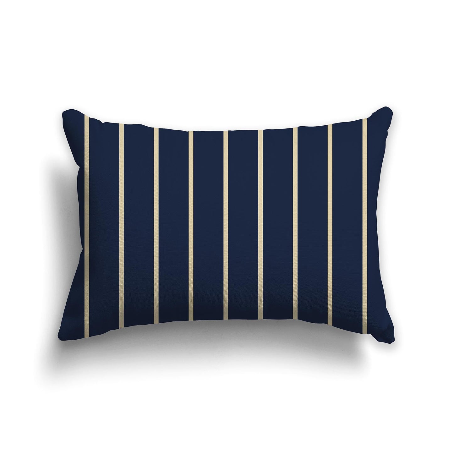 Navy Blue Throw Pillow with Tan Vertical Stripes on Front, CAPC-1274-062