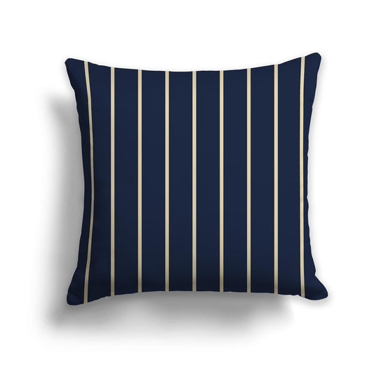 Navy Blue Throw Pillow with Tan Vertical Stripes on Front, CAPC-1274-062