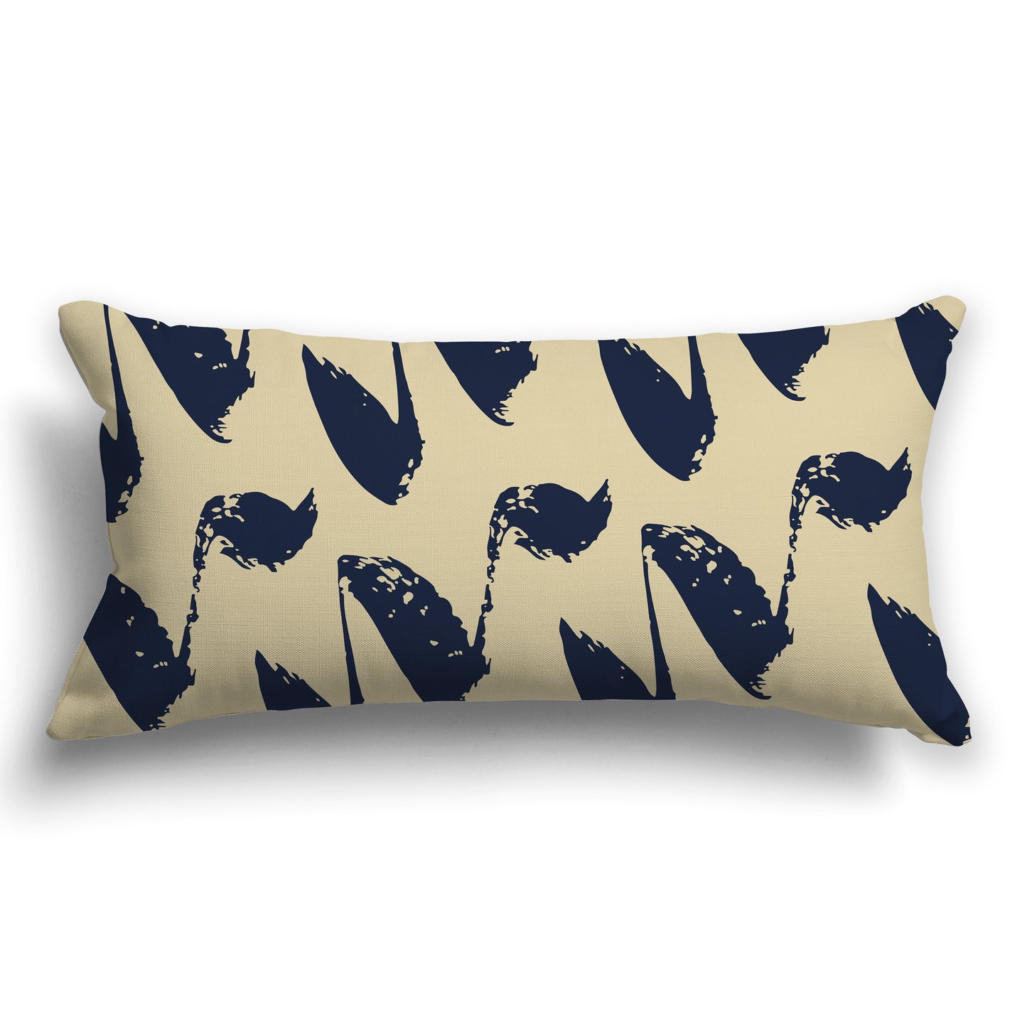 Tan Throw Pillow with Navy Blue Squiggle Pattern on Both Sides, CAPC-1274-081