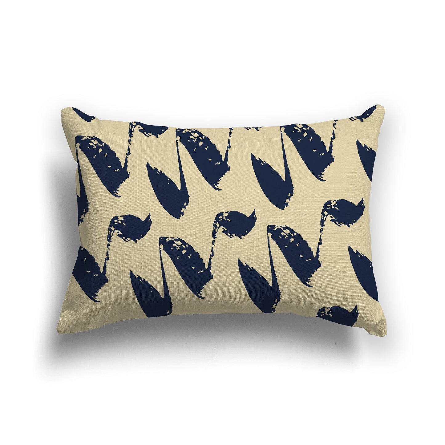 Tan Throw Pillow with Navy Blue Squiggle Pattern on Both Sides, CAPC-1274-081