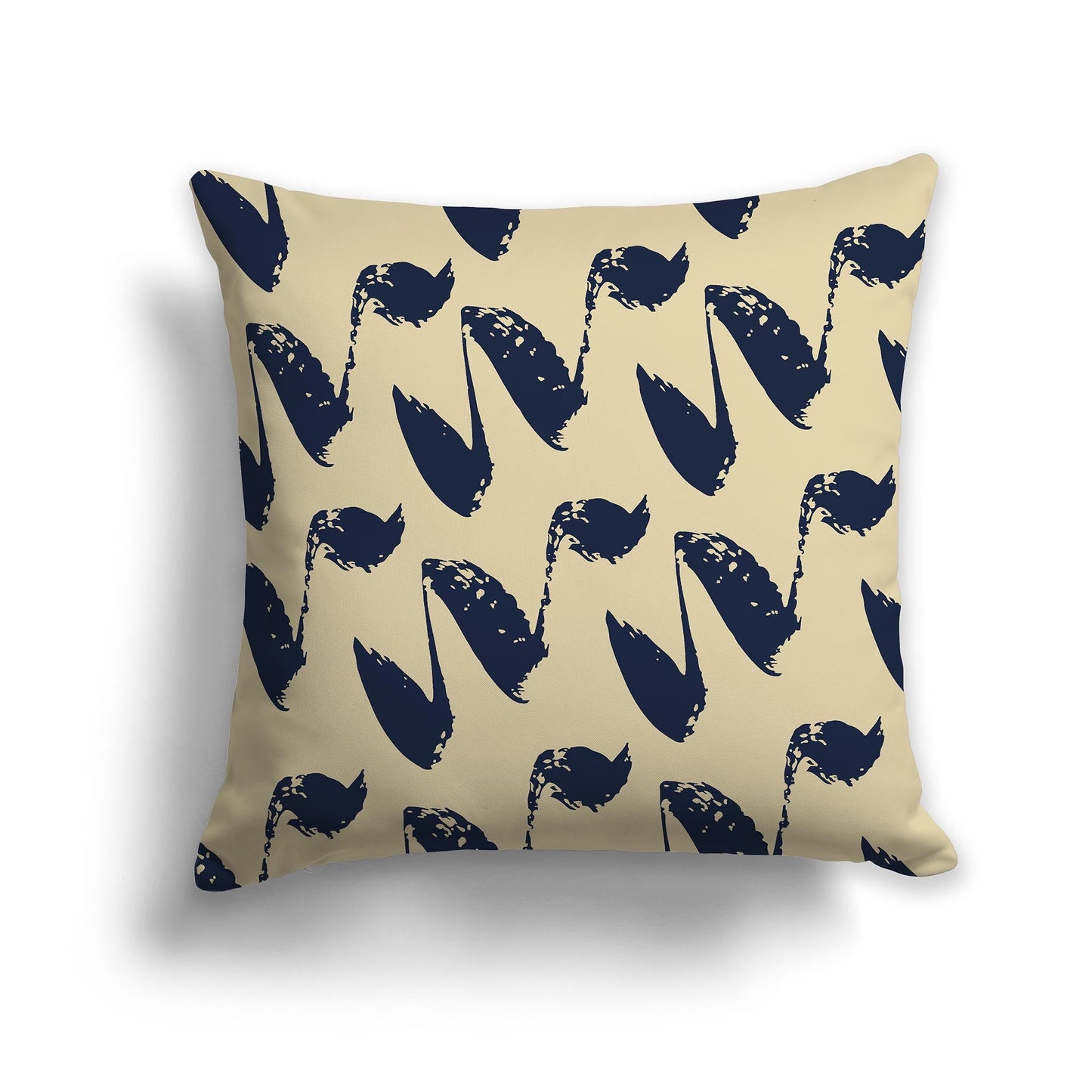 Tan Throw Pillow with Navy Blue Squiggle Pattern on Both Sides, CAPC-1274-081