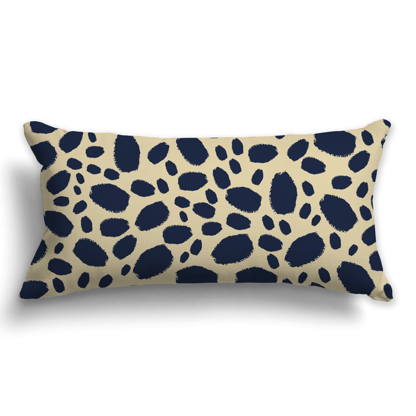 Tan Throw Pillow with Navy Blue Paint Dabs on Both Sides, CAPC-1274-092